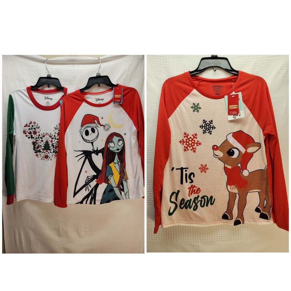 X3 Disney Pajama Shirts Bundle Christmas Nightmare Before Christmas Mickey 5059